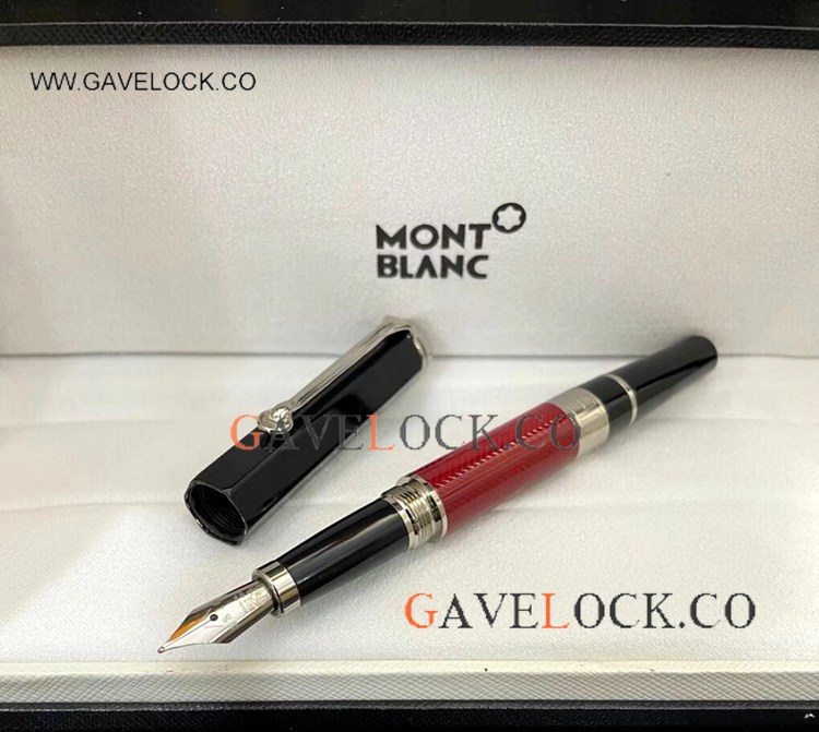 Luxury Montblanc Shakespeare Fountain Pen Red and Black
